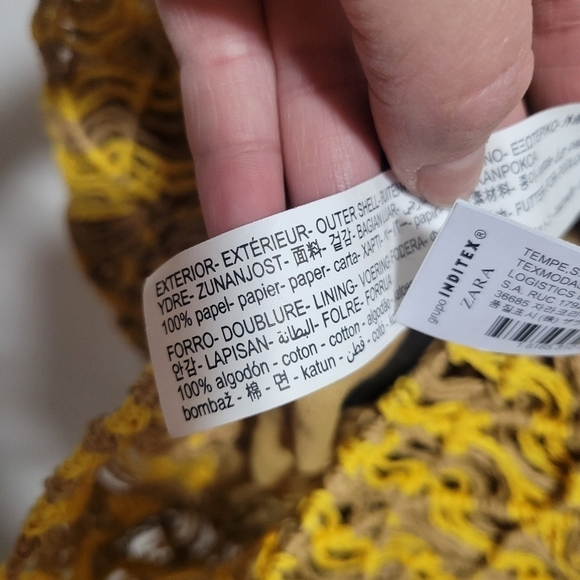 Zara Mustard Woven Large Tote Bag - Picture 5 of 6